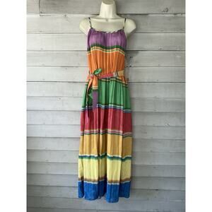 Current Air Los Angeles Maxi Dress Bright Color Block Size XS